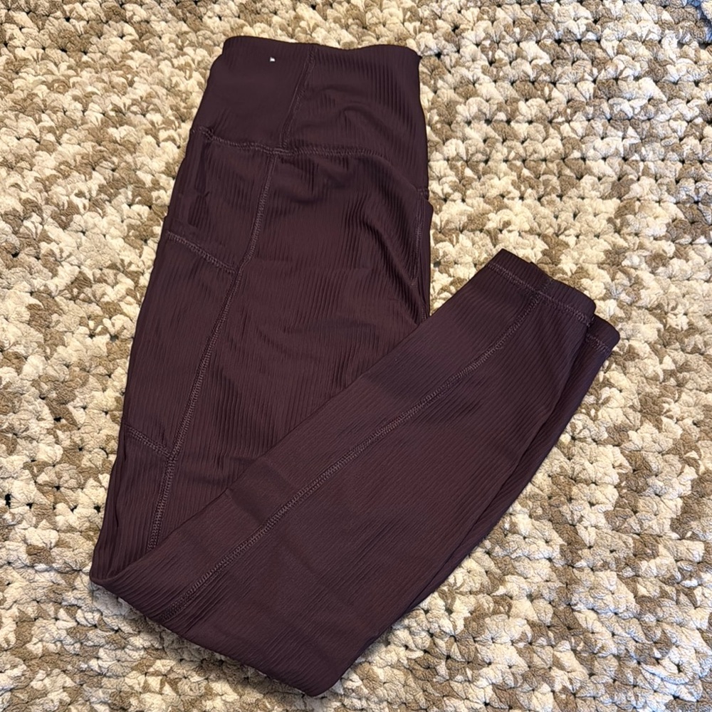 Dark Brown Ribbed Leggings